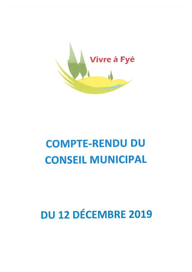 Compte rendu de conseil municipal du 12 décembre 2019